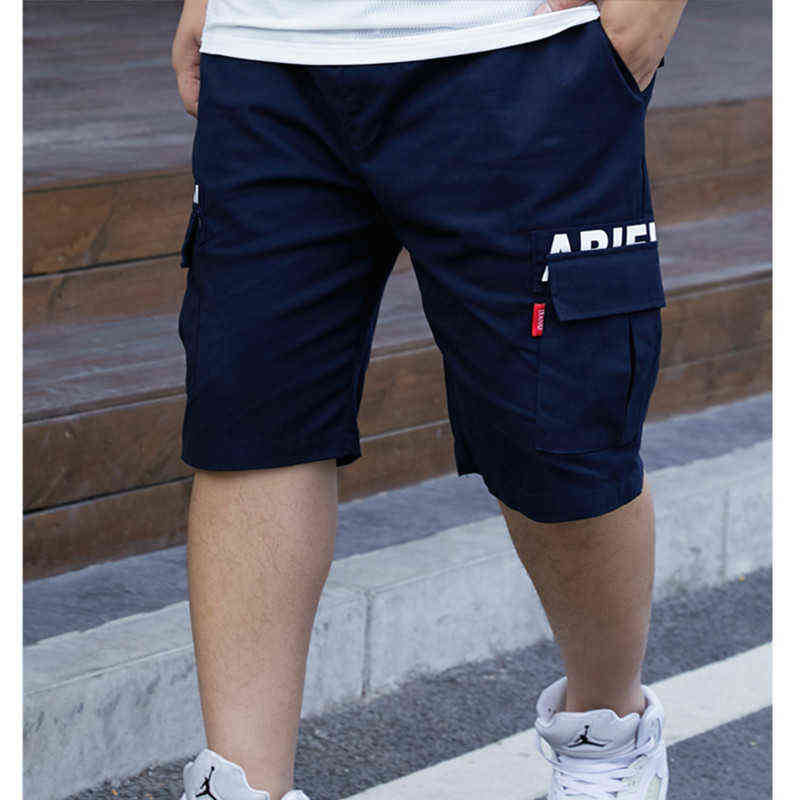 Cargo Shorts Men Cotton Mens Summer Man Black Plus Size 6XL 7XL 8XL 9XL Loose Casual Male Pocket Elastic Blue Stretched Short 211106