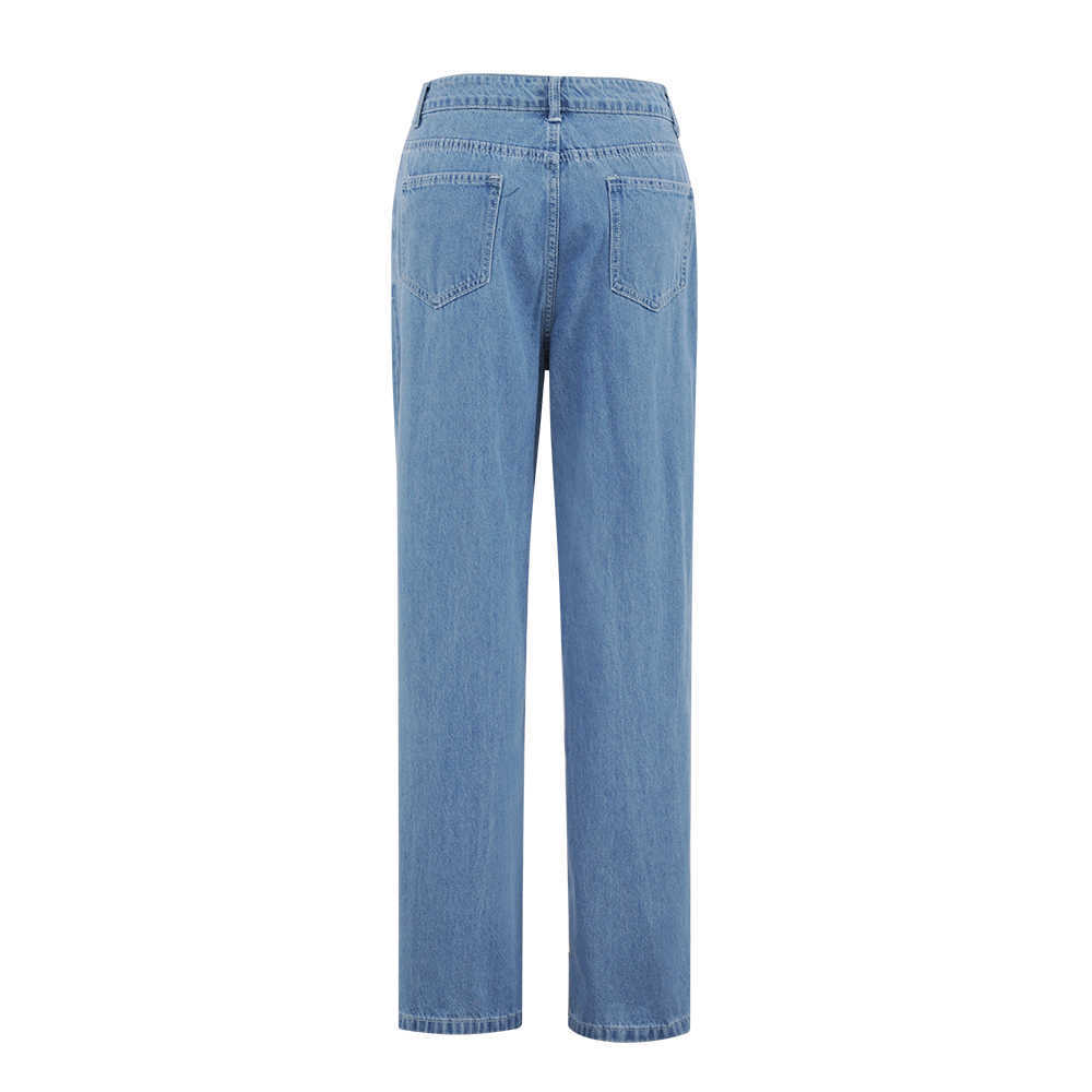 Straight Women's Cute Jeans Baggy Vintage High Waist Moon Star Pattern Young Girls Denim Pants Streetwear Female Long Jeans 210702