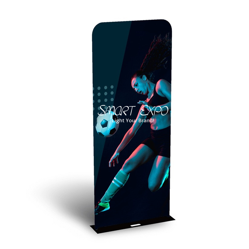 Free-standing Floor Banner Stand Poster Advertising Display Board with Black Steel Plate Base Tension Fabric Graphic Portable Carry Bag