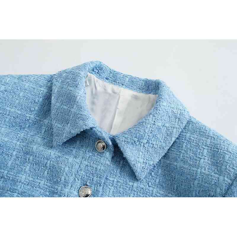 Tweed Women Elegant Short Jackets Spring-Autumn Fashion Ladies Soft Patchwork Coats Vintage Female Chic Outerwear Girl 210430