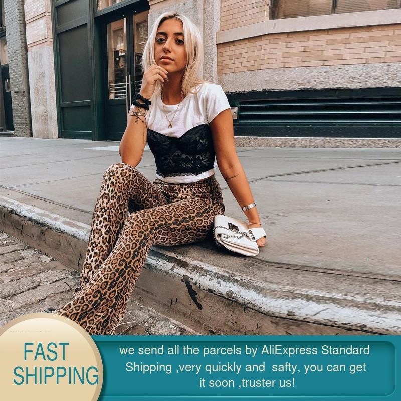 Women Pants High Waist Leopard Bell Harem Loose korean Trousers Casual Wide Leg Trouser 210428