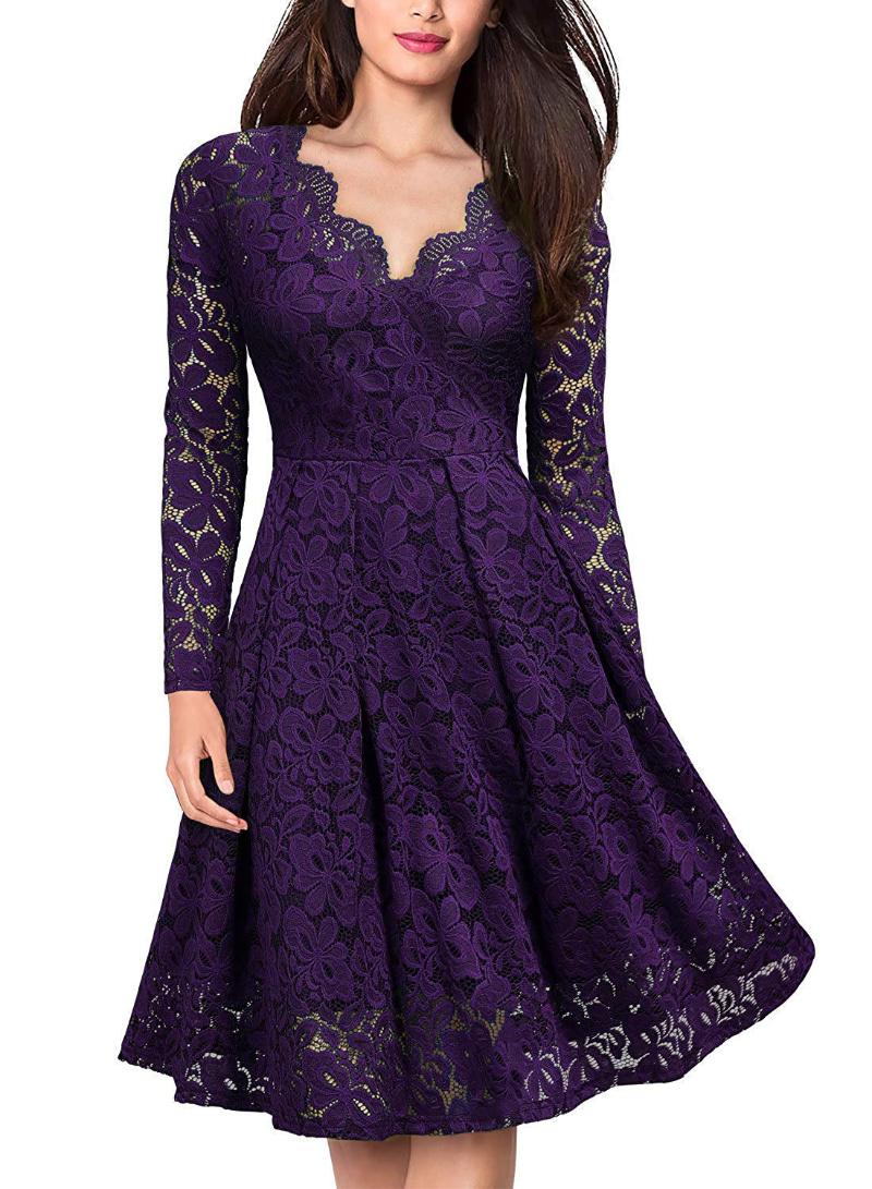 Casual Dresses Autumn A-line Lace Women' Dress High Waist V-neck Swing Hollow Floral Party Office Lady Vestidos Mujer, Black
Casual Dresses Autumn A-line Lace Women' Dress High Waist V-neck Swing Hollow Floral Party Office Lady Vestidos Mujer, Black