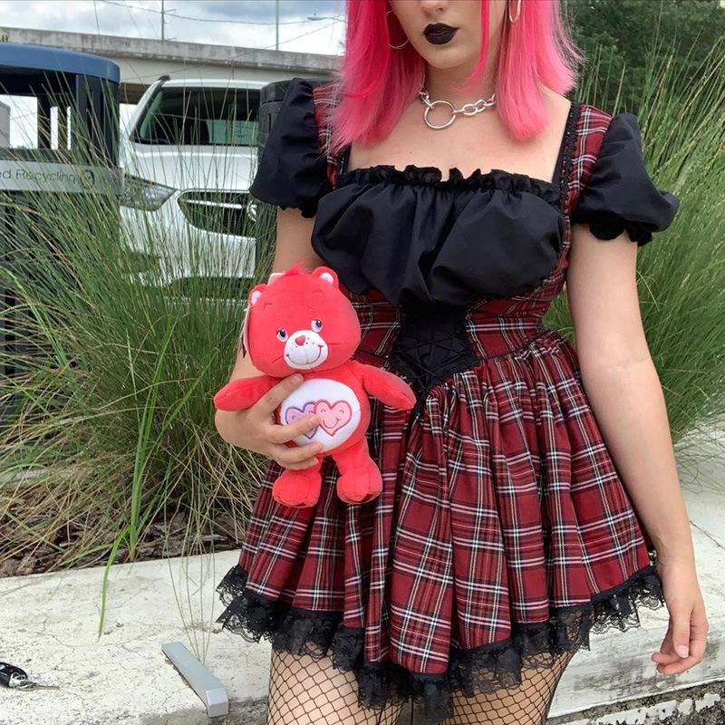 Casual Dresses 90s Vintage Mall Gothic Grunge Mini Dress Y2k Kawaii Lolita Plaid High Waist Bandage Corset Puff Sleeve A-line Clothes, Purple
Casual Dresses 90s Vintage Mall Gothic Grunge Mini Dress Y2k Kawaii Lolita Plaid High Waist Bandage Corset Puff Sleeve A-line Clothes, Purple