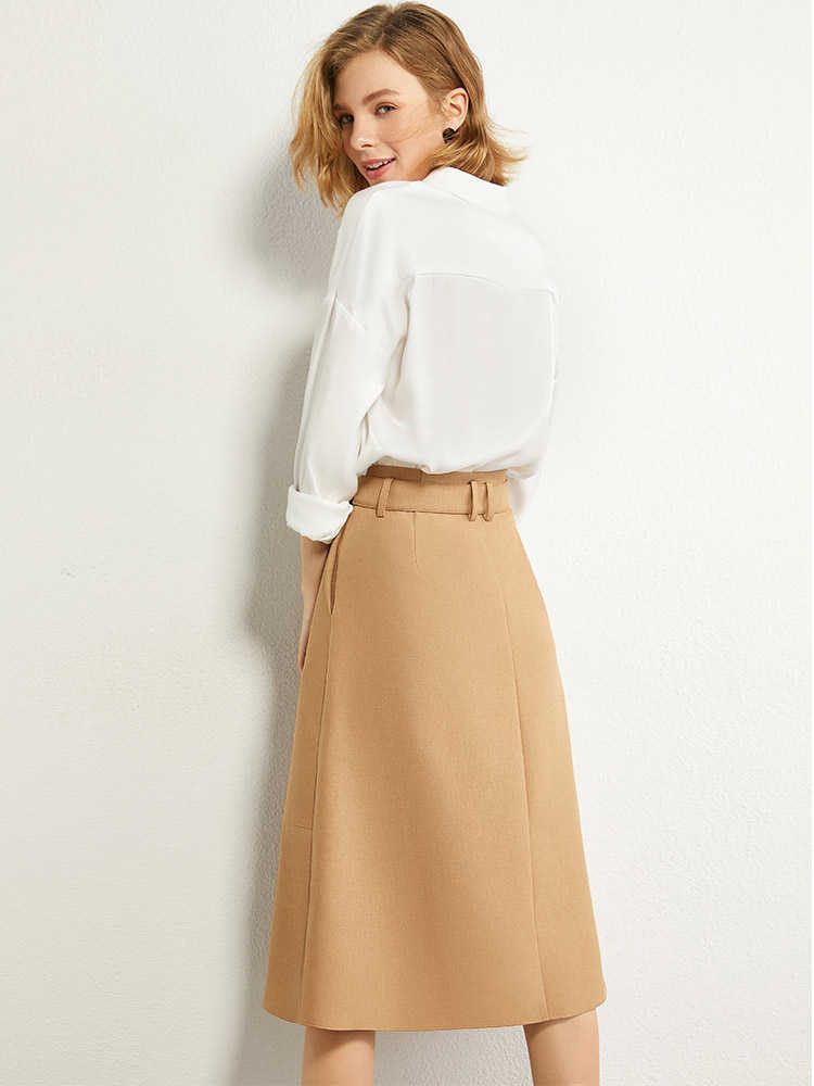 Minimalism Autumn Fashion Aline Women Skirt Solid High Waist Pocket Loose Female 12030307 210527