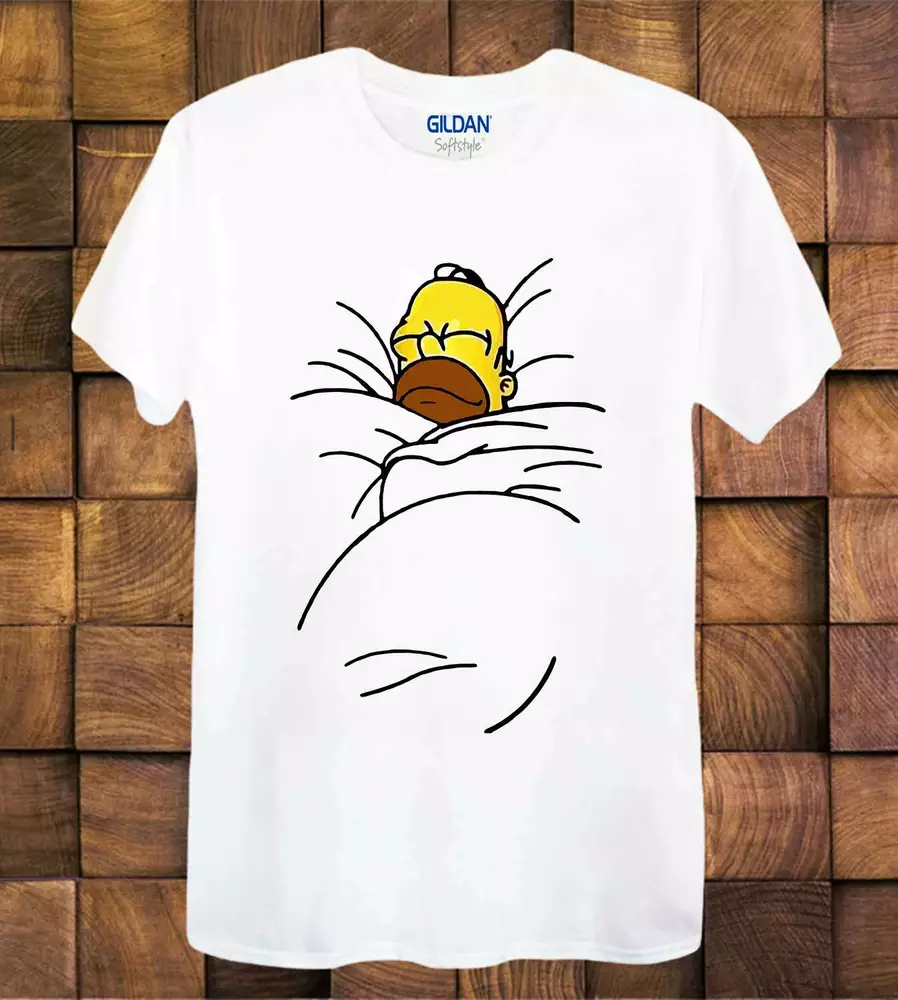 The Homer Simpsons T Shirt Face Sleepy Lazy Homer Ladies Unisex Men's Tee Top