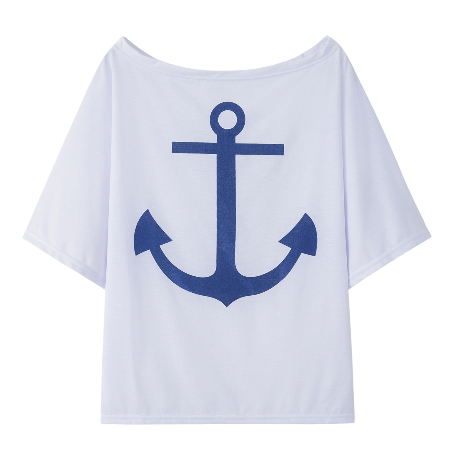 Women's T-Shirt Tops Tees 2022 spot new hot style loose one-shoulder bat shirt printed women