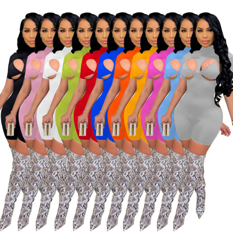 Summer Clothing Women Jumpsuits Sexy Casual Dresses Fashion Hollow Out Tight High Neck Short Sleeve Pants Nightclubwear, Blue
Summer Clothing Women Jumpsuits Sexy Casual Dresses Fashion Hollow Out Tight High Neck Short Sleeve Pants Nightclubwear, Blue