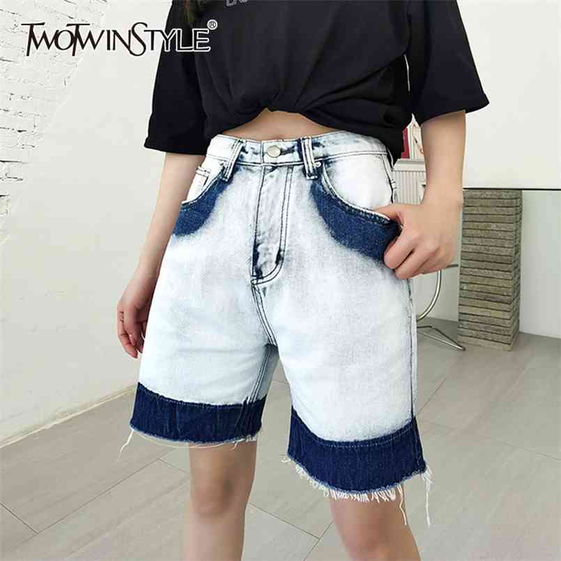 Denim Patchwork Tassel Short For Women High Waist Hit Color Casual Loose Shorts Female Fashion Clothing Summer 210521, Blue
Denim Patchwork Tassel Short For Women High Waist Hit Color Casual Loose Shorts Female Fashion Clothing Summer 210521, Blue