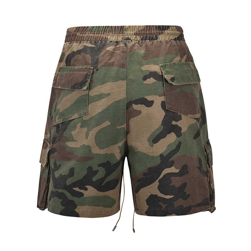 Vintage Camouflage Cargo Shorts Mens Three-dimensional Tailoring Pocket Army Hip Hop Streetwear All-match Casual 210713