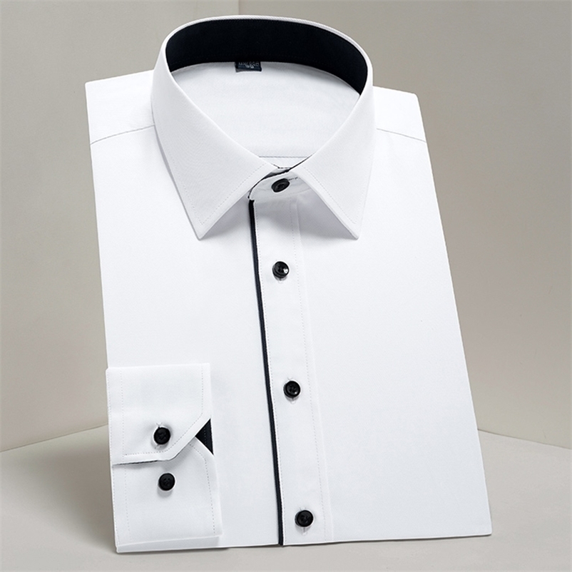 Men's Classic Basic Design Long Sleeve Formal Shirts White Business Standard-fit Twill Easy-care Male Social Office Dress Shirt 210708, Am802
Men's Classic Basic Design Long Sleeve Formal Shirts White Business Standard-fit Twill Easy-care Male Social Office Dress Shirt 210708, Am802