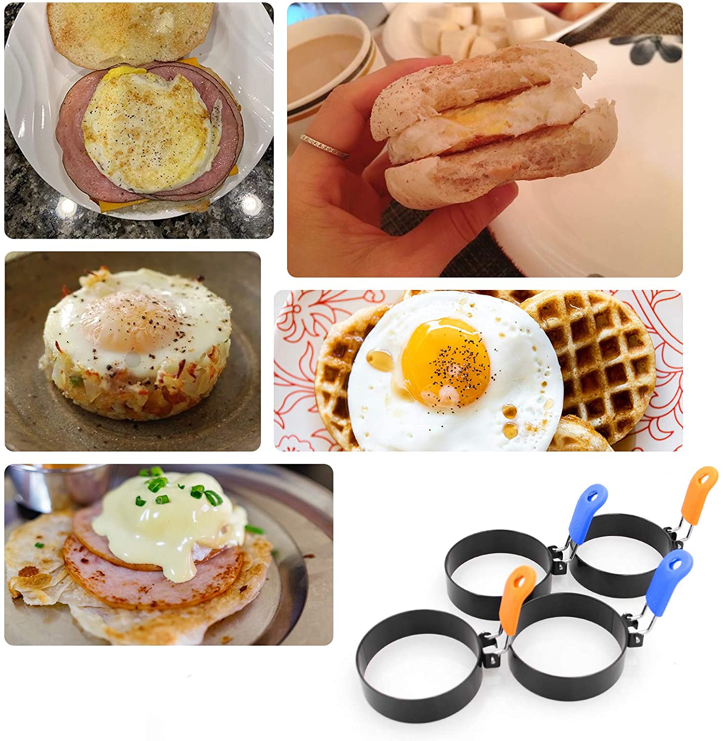 5PCS Egg Ring Stainless Steel Tool Round Omelette Mold for Frying Muffins Pancake Sandwiches