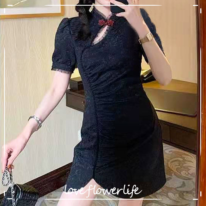 Summer Vintage Elegant Dress Women Short Sleeve Sexy Mini Dress Evening Party Dress for Females Office Lady Korean Chic 210521, Black
Summer Vintage Elegant Dress Women Short Sleeve Sexy Mini Dress Evening Party Dress for Females Office Lady Korean Chic 210521, Black