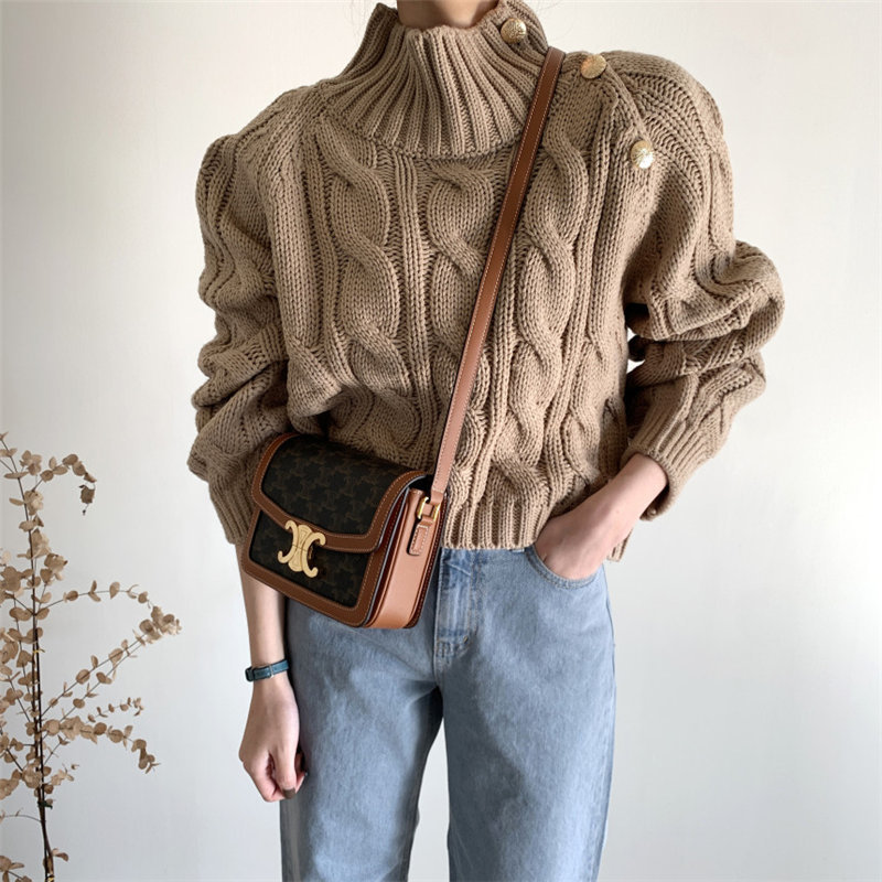 Vintage Tops Twist Elegant Solid Long Sleeve Sweater Loose Thicken Streetwear Outwear Knitted Casual Sweaters 210421