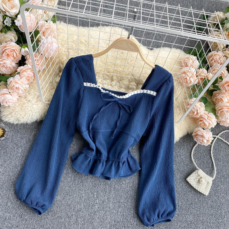 Women's Blouses & Shirts Sweet Pleated Wood Ear Square Collar Short Tops Spring Fashion Long Sleeve Clothes Elegant Blouse Q856 E8, White
Women's Blouses & Shirts Sweet Pleated Wood Ear Square Collar Short Tops Spring Fashion Long Sleeve Clothes Elegant Blouse Q856 E8, White