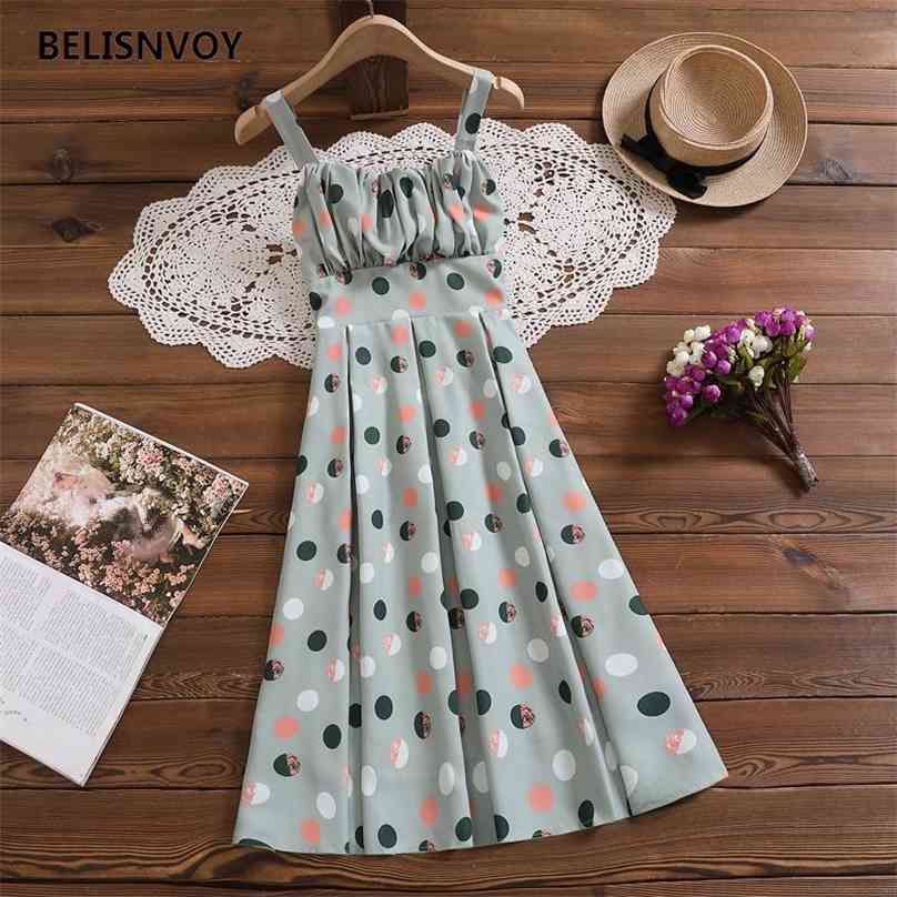 Summer Chic Polka Dot Printed Sundress Women Chiffon Elegant Dresses Female High Waist Spaghetti Strap Dress Mujer Vestidos 210520, Pink
Summer Chic Polka Dot Printed Sundress Women Chiffon Elegant Dresses Female High Waist Spaghetti Strap Dress Mujer Vestidos 210520, Pink