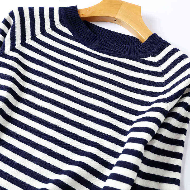 Autumn Winter Striped Knitted Pullovers Sweaters Long Sleeve Korean Loose High Quality Sweater Soft Warm Jumper Pull Femme 211109