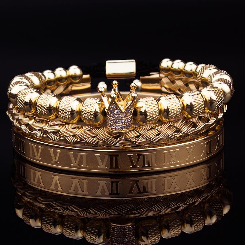 Charm Bracelets Luxury Roman Royal Crown Bracelet Men Stainless Steel Geometry Pulseiras Open Adjustable Couple Jewelry
Charm Bracelets Luxury Roman Royal Crown Bracelet Men Stainless Steel Geometry Pulseiras Open Adjustable Couple Jewelry