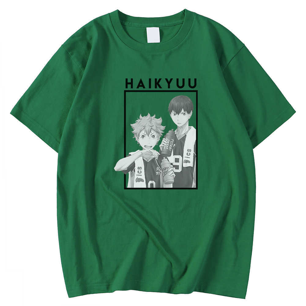 Crewneck Vintage Man T-Shirts Spring Summer T-Shirt Hinata Kageyama Cartoon Haikyuu Print Tops Oversized Brand Tee Shirts Male Y0809