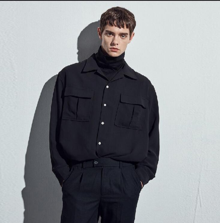 S-6XL 2021 Men's Clothing Hair Stylist Fashion Original Street Model Draping Cutting Shirt Plus Size Stage Costumes Casual Shirts