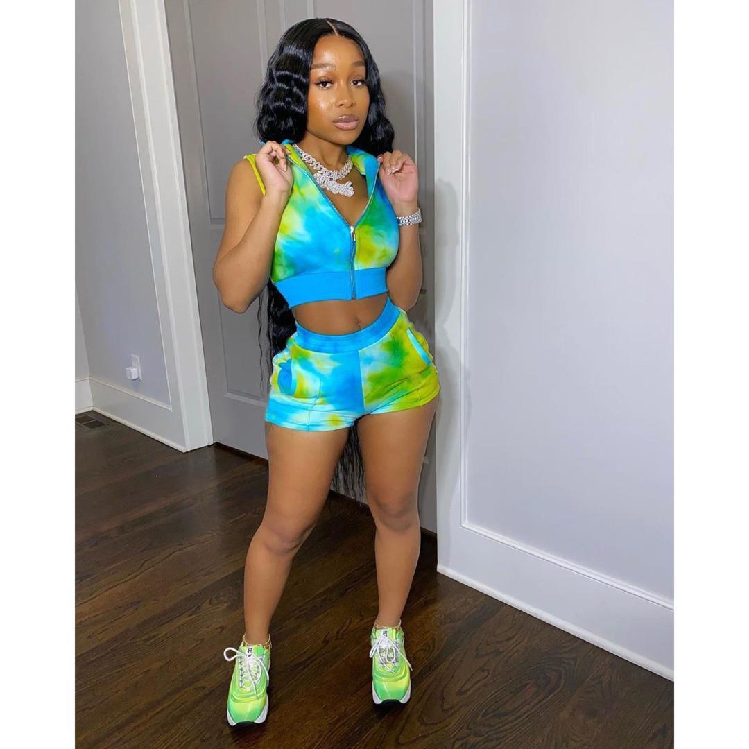 women designer 2 piece short sets tracksuit summer tiedye clothes casual short sleeve tshirt sportswear