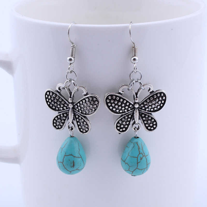 women's Butterfly drops Tibetan silver Turquoise Charm earrings GSTQE023 fashion gift national style women DIY earring
women's Butterfly drops Tibetan silver Turquoise Charm earrings GSTQE023 fashion gift national style women DIY earring