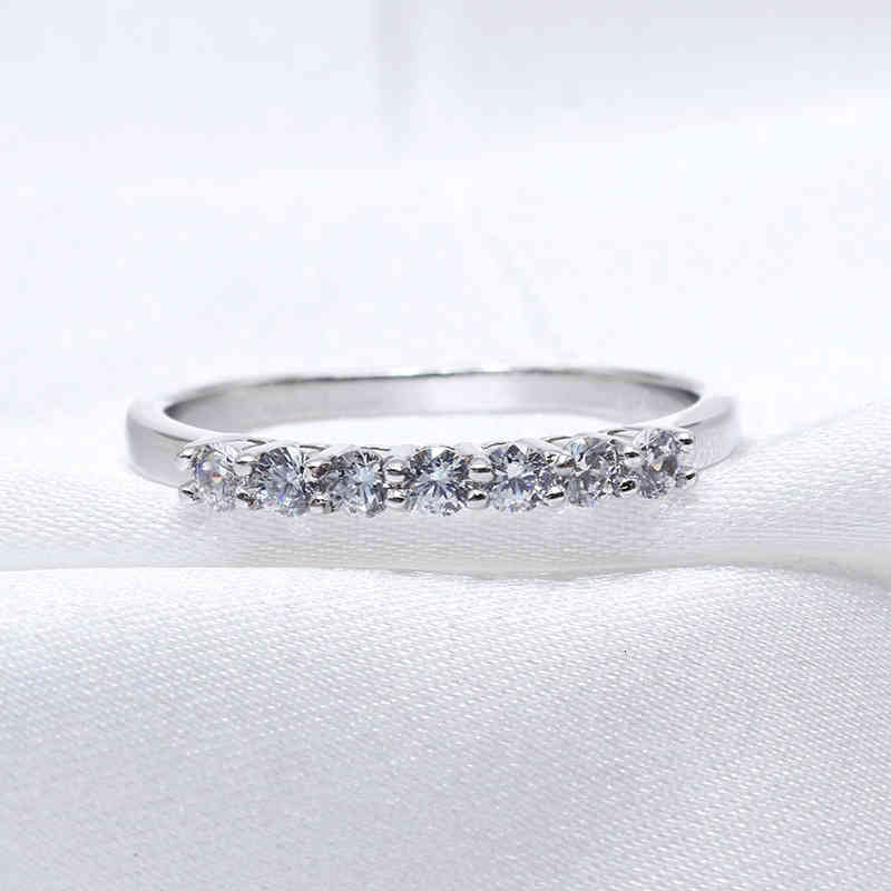 2021 28 Points 7 Small Stone Mossan Ring Women's S925 Silver Plated Index Finger