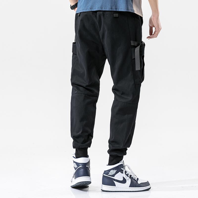 Mens Joggers Tactical Pants Black Side Pockets Cargo For Men Jogging Streetwear Tracksuit Trousers Cotton Loose Clothing Men's
