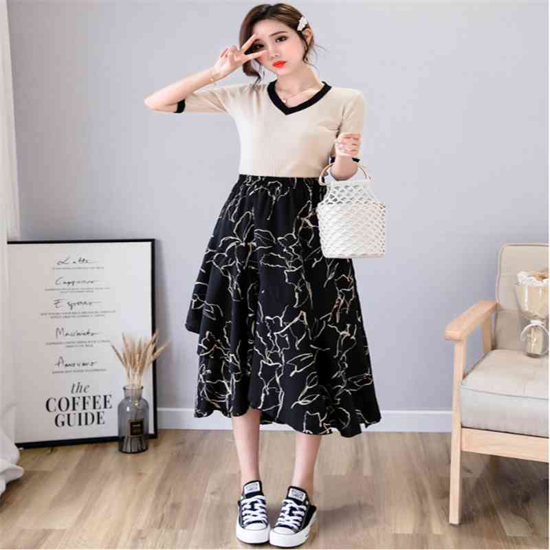 Skirts Womens Black Long Woman High Waist Korean Elegant Casual Ruffle Cotton Irregular A Line 210428