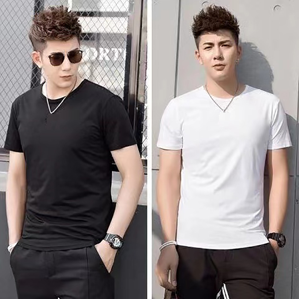 2Pcs Men Tshirt Spandex Fitnes Clothing Man Tops Tees T Shirt For Male Solid Color Tshirts multi Colors T-Shirt B0890 210518