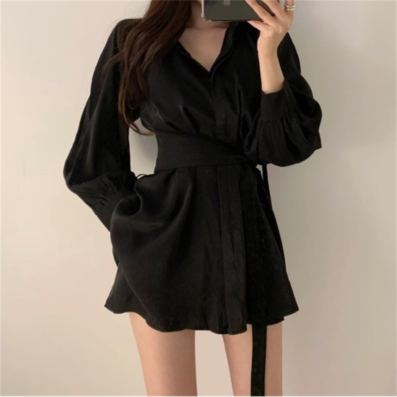 Spring Women Two Pieces Sets Causal Long Sleeve Sashes Slim Waist Blouse Shirt + Wide Leg Short 2PCS Suit 210506
