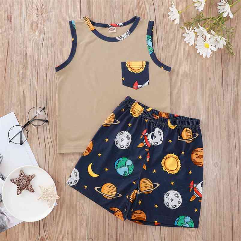 Summer Children Sets Casual Sleeveless O Neck Small Pockets Tops Print Cartoon Star Shorts 2Pcs Girl Boys Clothes 1-8T 210629, Khaki
Summer Children Sets Casual Sleeveless O Neck Small Pockets Tops Print Cartoon Star Shorts 2Pcs Girl Boys Clothes 1-8T 210629, Khaki