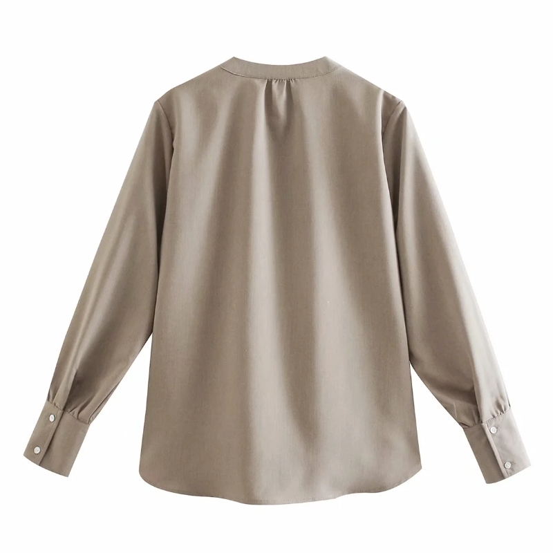 Spring Women Stand Collar Loose Blouse Female Long Sleeve Shirt Casual Lady Tops Blusas S8353 210430