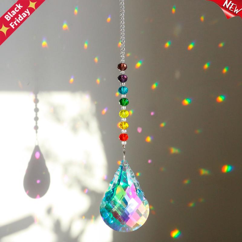 Chakra Crystal Suncatcher With 76mm AB Gourd Prism Drops Rainbow Maker Craft Chain Hanging Window Ornament Home Garden Decor Decorations
Chakra Crystal Suncatcher With 76mm AB Gourd Prism Drops Rainbow Maker Craft Chain Hanging Window Ornament Home Garden Decor Decorations