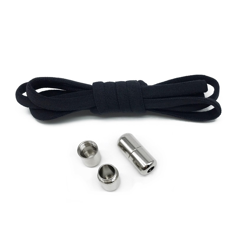 Metal Lock Shoelaces Round Elastic Shoe Laces Special No Tie Shoelace for Men Women Lacing Rubber Zapatillas
