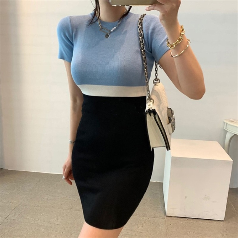 Summer Women Hit Color Pachwork Knitted Slim Elegant Pencil Dress Ladies Short Sleeve Bodycon Vestidos 210519, Photo color
Summer Women Hit Color Pachwork Knitted Slim Elegant Pencil Dress Ladies Short Sleeve Bodycon Vestidos 210519, Photo color
