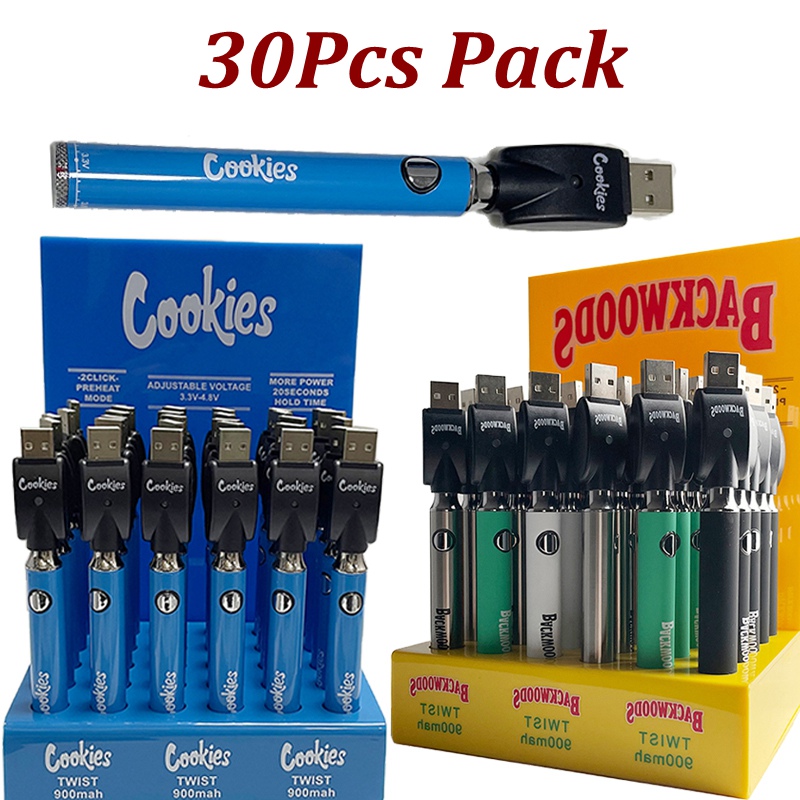Cookies Backwoods 900mAh 510 Batteries Spinner 3.3-4.8V Variable Voltage Twist Battery VV Preheating Adjustable USB cable Vape Carts with 30Pcs
Cookies Backwoods 900mAh 510 Batteries Spinner 3.3-4.8V Variable Voltage Twist Battery VV Preheating Adjustable USB cable Vape Carts with 30Pcs