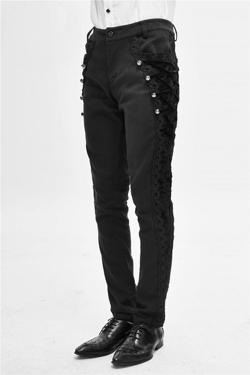 Devil Fashion Jacquard Retro Button Pants For Men Gothic Long Cotton Trousers Suit Men's