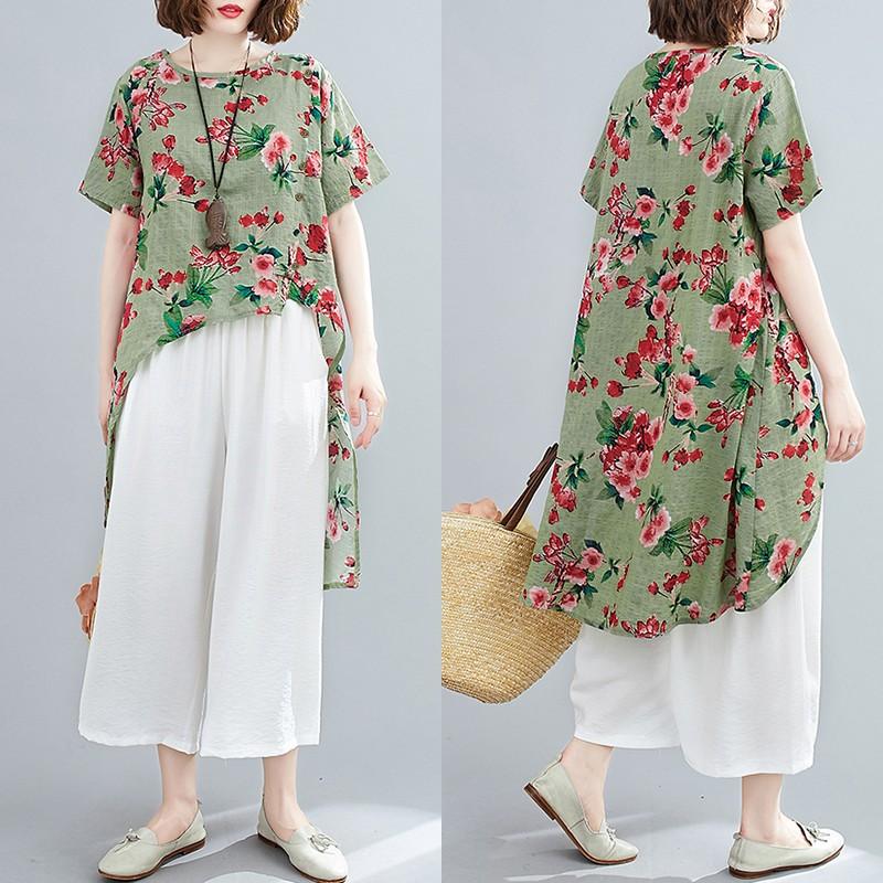 Women' Blouses & Shirts Elegant Printed Long Tops Asymmetrical Blouse 2022 Casual Short Sleeve Female Floral Plus Size Tunic, Green
Women' Blouses & Shirts Elegant Printed Long Tops Asymmetrical Blouse 2022 Casual Short Sleeve Female Floral Plus Size Tunic, Green