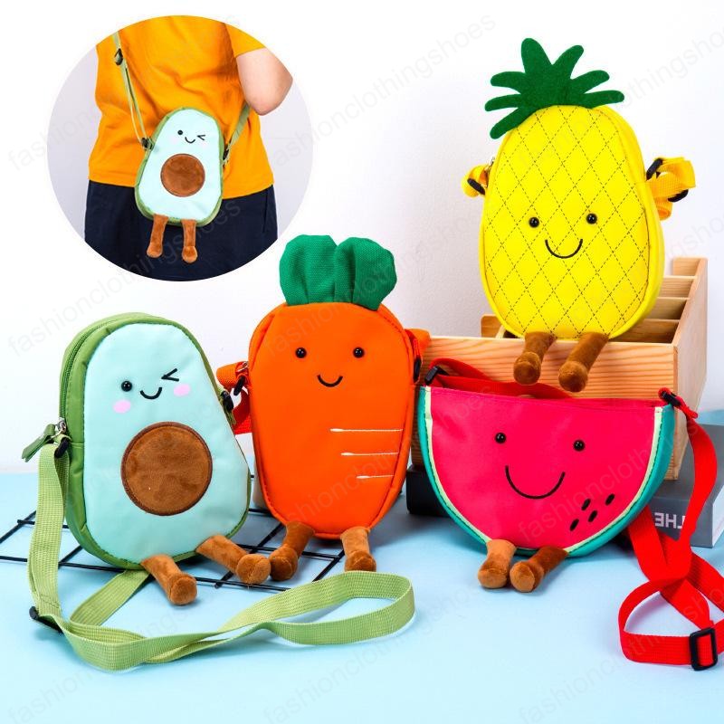 Baby Purse Kids watermelon Radish Pineapple Mushroom Messenger Bag Fashion sweet One-shoulder Bags Girls All-match Cross-body Bags Children Snack Cand
