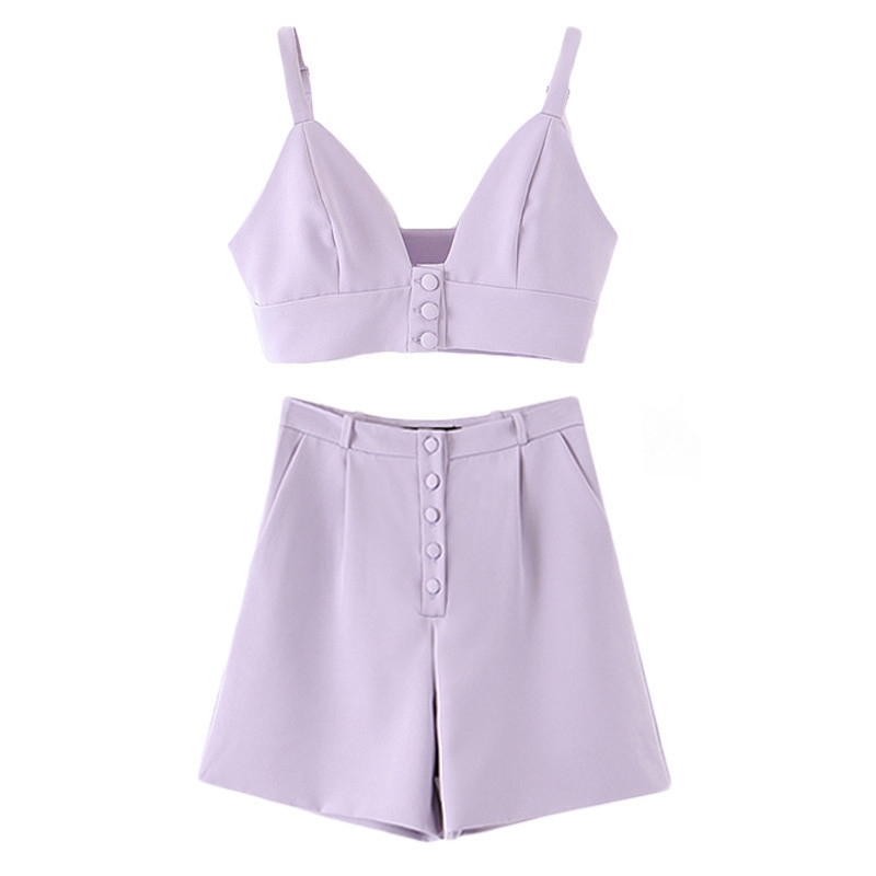 Women Office Solid Color 3 Piece Set Tops And Shorts Casual Suit Blazer With Sexy Camisole Chic Short Three Piece Set Streetwear 210707