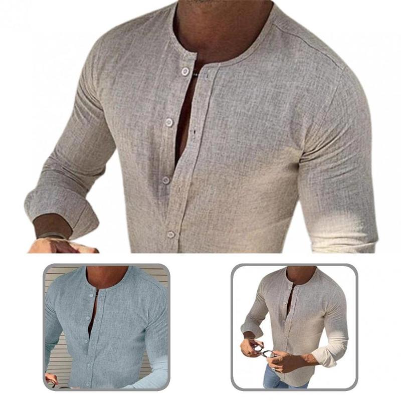 Men's Casual Shirts Breathable Fabulous Single-breasted Male Top Round Neck Men Shirt O For Work, Black
Men's Casual Shirts Breathable Fabulous Single-breasted Male Top Round Neck Men Shirt O For Work, Black