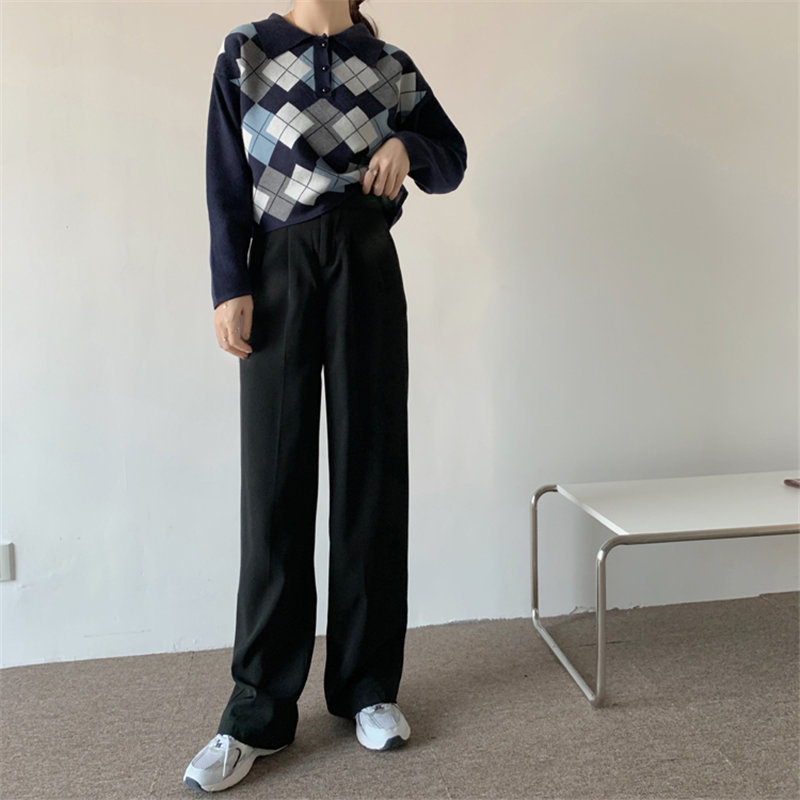 Straight Elegant High Waist Leisure Plus Size Chic Pants Women Bottom OL Solid Loose Casual Trousers Femme 210421
