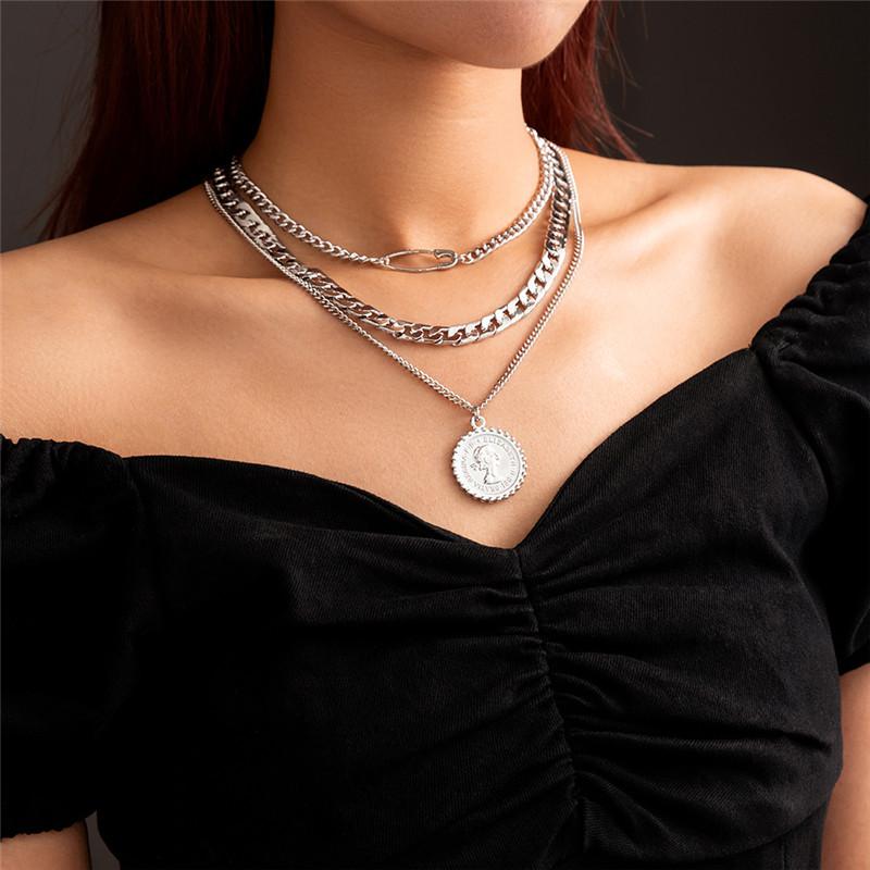 Chains Multi-layer Chain Necklace For Women Girls Gold Color Cross Coin Pendant Fashion Jewelry Gifts, Silver
Chains Multi-layer Chain Necklace For Women Girls Gold Color Cross Coin Pendant Fashion Jewelry Gifts, Silver