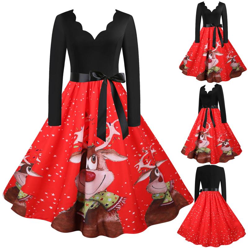 Christmas Women Vintage Dresses Long Sleeve Printing 1950s Housewife Evening Party Prom Robe Casual, Rd
Christmas Women Vintage Dresses Long Sleeve Printing 1950s Housewife Evening Party Prom Robe Casual, Rd