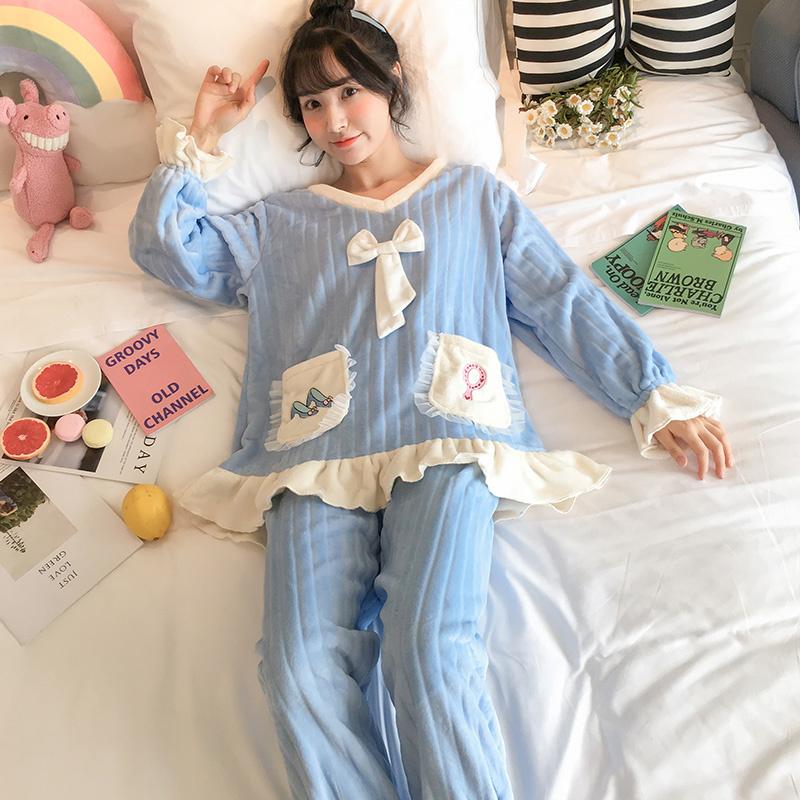 Women's Sleepwear Pajamas Women 'S Autumn And Winter Coral Fleece Thickened Warm Korean Style Fresh Student Home Wear Suit Can Be Worn, Xfs3913 blue velvet
Women's Sleepwear Pajamas Women 'S Autumn And Winter Coral Fleece Thickened Warm Korean Style Fresh Student Home Wear Suit Can Be Worn, Xfs3913 blue velvet