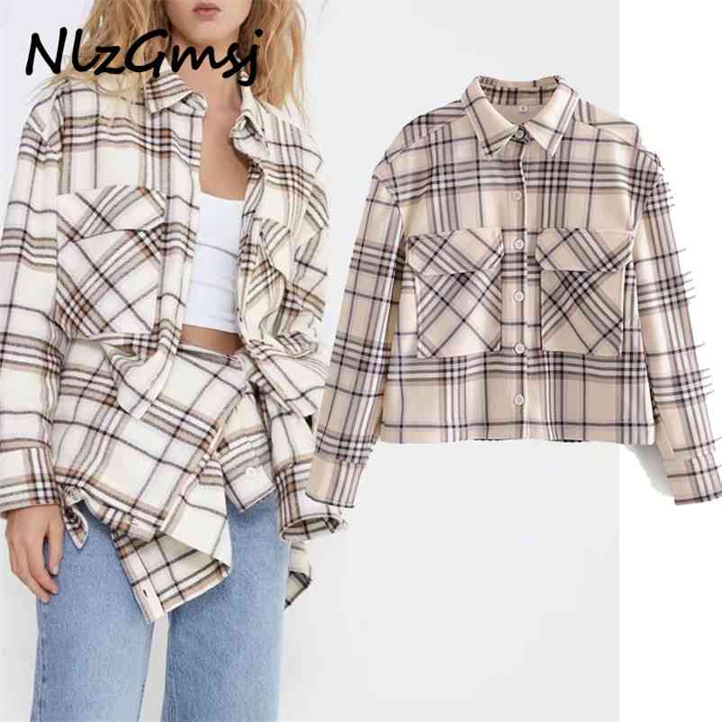 Jacket Fashion Plaid Shirt With Pockets Vintage Long Sleeve Loose Female Outerwear Short Chic Tops 210628, As picture
Jacket Fashion Plaid Shirt With Pockets Vintage Long Sleeve Loose Female Outerwear Short Chic Tops 210628, As picture