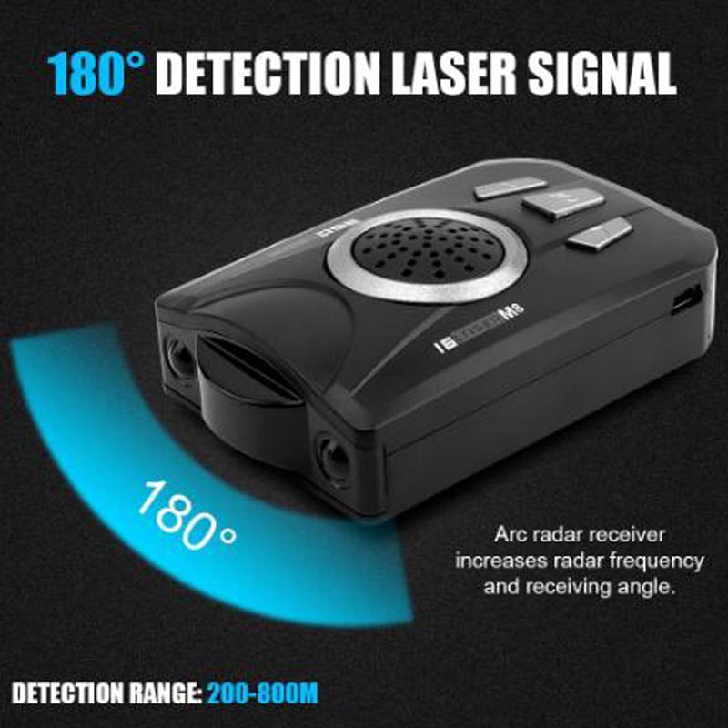 M8 Car Radar Laser Detector Speed Alarm Camera 16 Band 360 Degree Detection Radar-Detector