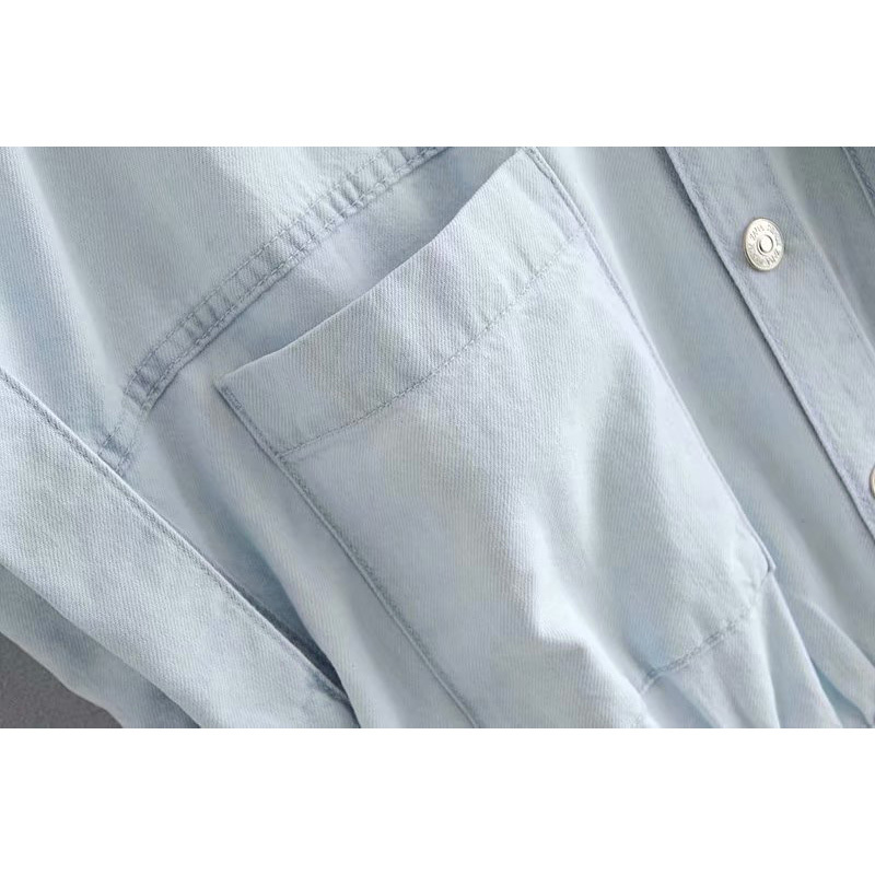 Women Rompers Denim Short Sleeve Shorts Shirt Style Jumpsuits Chic Lady Fashion Casual Clothes 210517