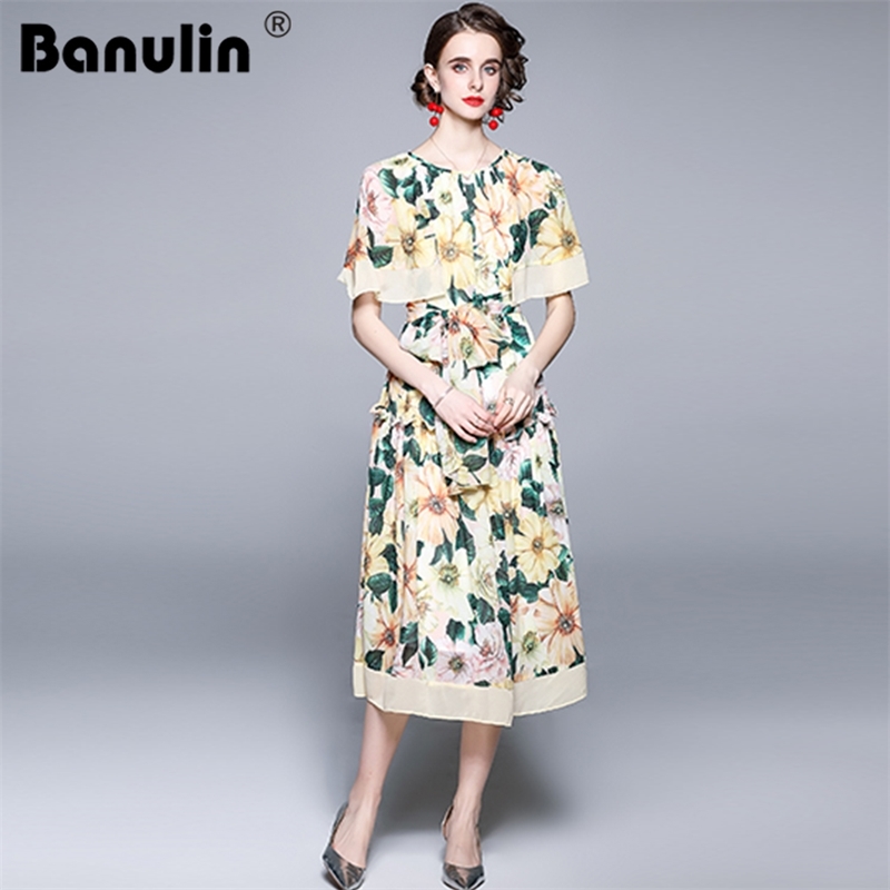 Banulin Summer Fashion Runway Boho Dress Women's Short Bating Sleeve Floral Print Elegant Sashes Party Chiffon 210603, Yellow
Banulin Summer Fashion Runway Boho Dress Women's Short Bating Sleeve Floral Print Elegant Sashes Party Chiffon 210603, Yellow