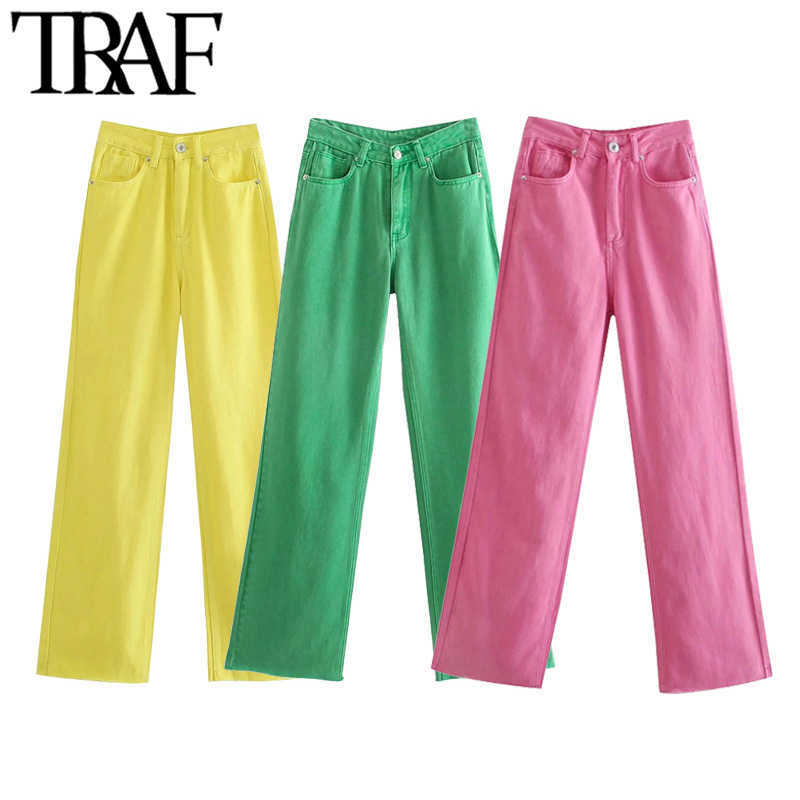 TRAF Women Chic Fashion Five Pockets Coloured Wide-leg Jeans Vintage High Waist Zipper Fly Female Denim Trousers Mujer 210616, As picture
TRAF Women Chic Fashion Five Pockets Coloured Wide-leg Jeans Vintage High Waist Zipper Fly Female Denim Trousers Mujer 210616, As picture